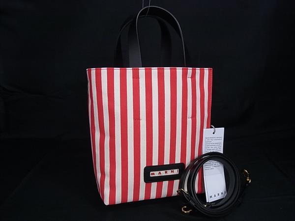 ■新品■未使用■ MARNI マルニ ミュゼオ キャンバス×レザー 2WAY ハンドバッグ トー...