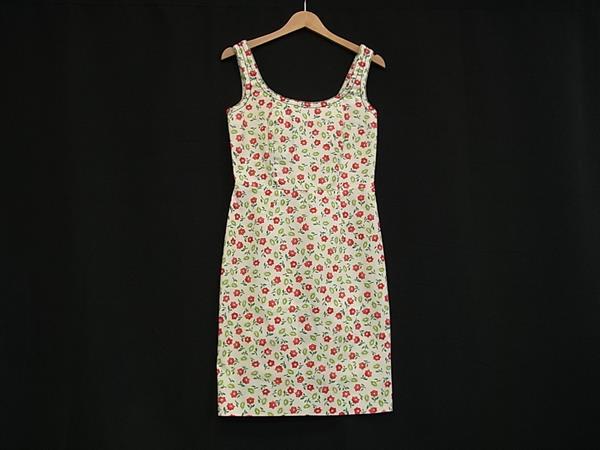 ■新品同様■PRADA プラダ コットン×エラステイン フラワー 花柄 ノースリーブ ワンピース 表記サイズ 40 洋服 マルチカラー BP7862