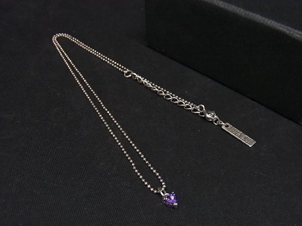 アナスイ ネックレス（レディース） ■美品■ ANNASUI アナスイ SV925 カラーストーン ハート ネックレス ペンダント アクセサリー レディース パープル系 DD4300