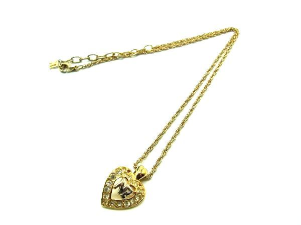乐天商城 - NINA RICCI ニナリッチ ラインストーン ハートモチーフ ロゴモチーフ ネックレス ペンダント アクセサリー ゴールド系 DE1463