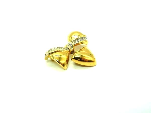 Other - ■美品■ NINA RICCI ニナリッチ ラインストーン リボン ブローチ ピンバッジ アクセサリー ゴールド系×クリア DH2586