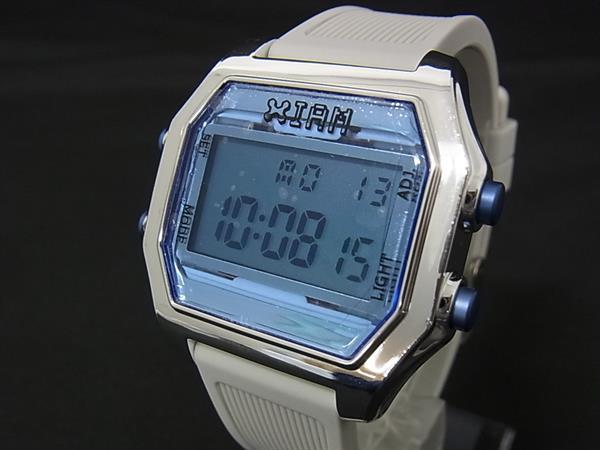 ■稼働品■新品同様■ IAMTHEWATCH アイアムザウォッチ XIAM SS×ラバー デジタル クォーツ 5気圧防水 腕時計 ライトグレー系 DH9242