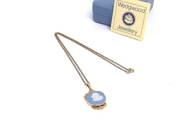 ■美品■ WEDGWOOD ウェッジウッド ジャスパー ネックレス ペンダント アクセサリー レディース ゴールド系 DJ4196