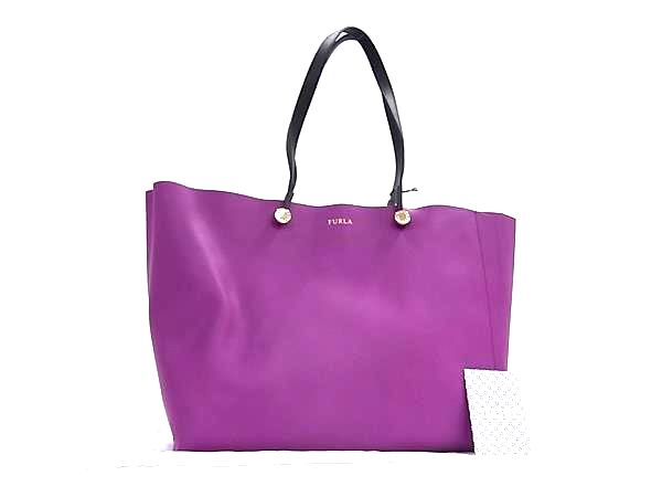■新品同様■ FURLA フルラ エデン レザー トートバッグ ショルダー 肩掛け レディース パープル系 FR4927