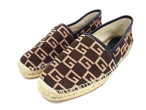 乐天商城 - ■新品同様■ GUCCI グッチ キャンバス エスパドリーユ 表記サイズ 8 (約27.0cm) シューズ 靴 メンズ ブラウン系 FR8871