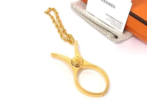 ■新品同様■ HERMES エルメス フィルー グローブホルダー 手袋ホルダー チャーム レディース メンズ ゴールド系 HA1602