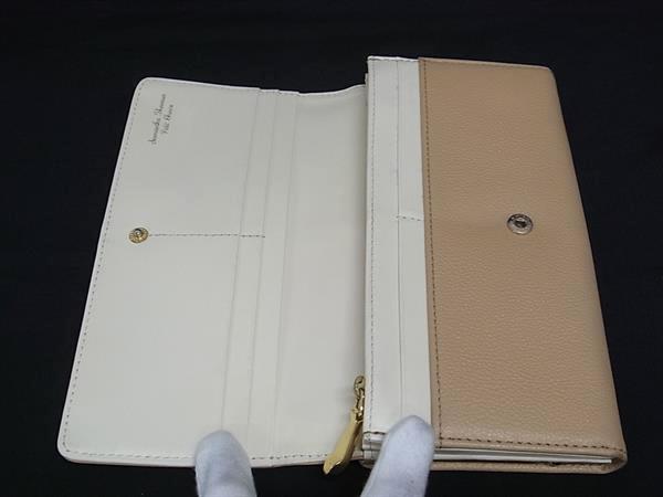 Samantha Thavasa サマンサタバサ レザー がま口 二つ折り長財布 ウォレット 小銭入れ 札入れ カード入れ ピンクベージュ系 DK6987