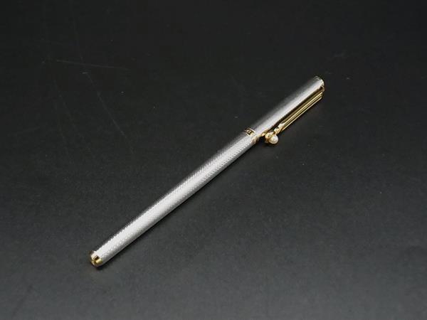 ■美品■ MIKIMOTO ミキモト 本真珠 アコヤ真珠 パール 約3mm キャップ式 ボールペン 筆記用具 文房具 シルバー系 DK9589