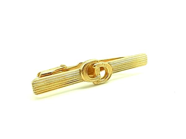 ■美品■ ChristianDior クリスチャンディオール ネクタイピン タイクリップ アクセサリー ビジネス 紳士 メンズ ゴールド系 DK9603