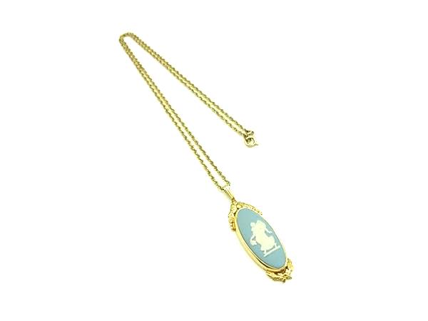 WEDGWOOD ウェッジウッド ジャスパー ネックレス ペンダント アクセサリー レディース ライトブルー系×ゴールド系 DK9615