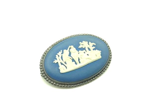 WEDGWOOD ウェッジウッド ジャスパー ピンブローチ ピンバッジ アクセサリー ブルー系×シルバー系 DK9658