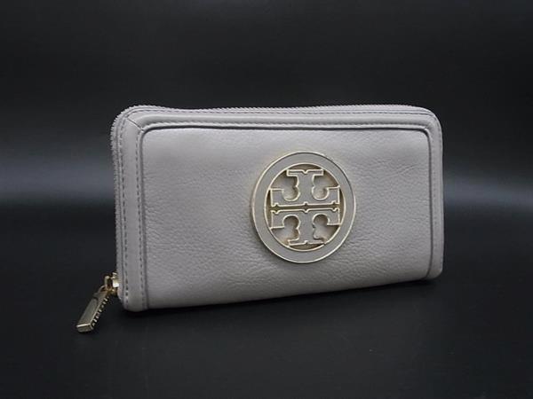 TORY BURCH トリーバーチ レザー ラウンドファスナー 長財布 ウォレット レディース グレー系 DK9690