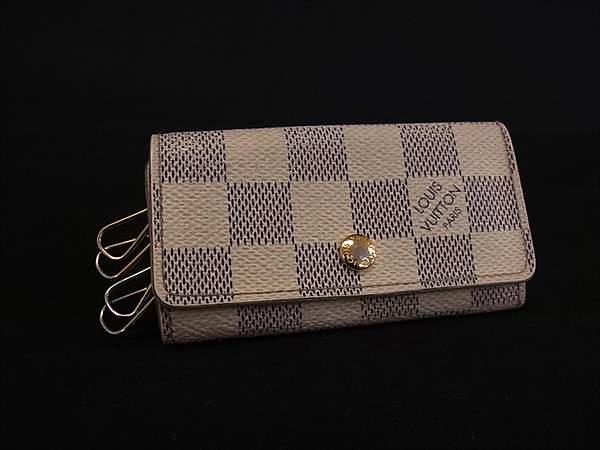 LOUIS VUITTON ルイヴィトン N60020 ダミエアズール ミュルティクレ4 4連 キーケース 鍵入れ メンズ レディース アイボリー系 DL0580
