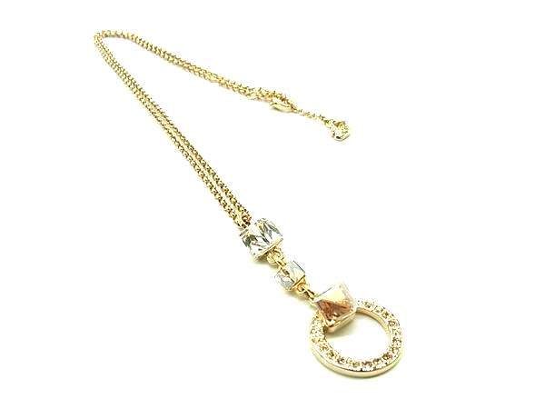 Pink - ■美品■ SWAROVSKI スワロフスキー ラインストーン ネックレス ペンダント アクセサリー レディース ゴールド系×クリア DL3223