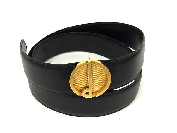 dunhill ダンヒル レザー ゴールド金具 ベルト 表記サイズ 32/80 ビジネス 紳士 メンズ ブラック系 DN3184