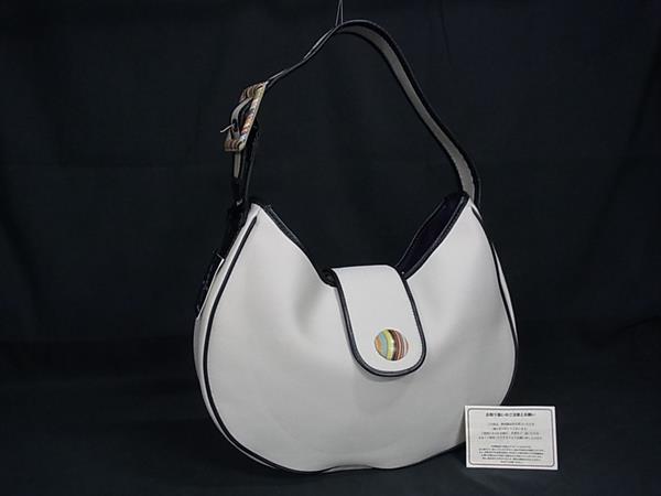 ■新品同様■ Paul Smith ポールスミス キャンバス ワンショルダーバッグ 肩掛けかばん レディース ライトグレー系 FX0618