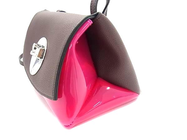 ■新品同様■ Samantha Thavasa サマンサタバサ ビニール×レザー クロスボディ ショルダーバッグ ブラウン系×ピンク系 BR1518