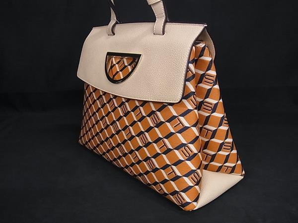 ■新品■未使用■ Samantha Thavasa サマンサタバサ PVC×レザー 総柄 2WAY ショルダーバッグ トート 斜め掛け オレンジ系 BR1520