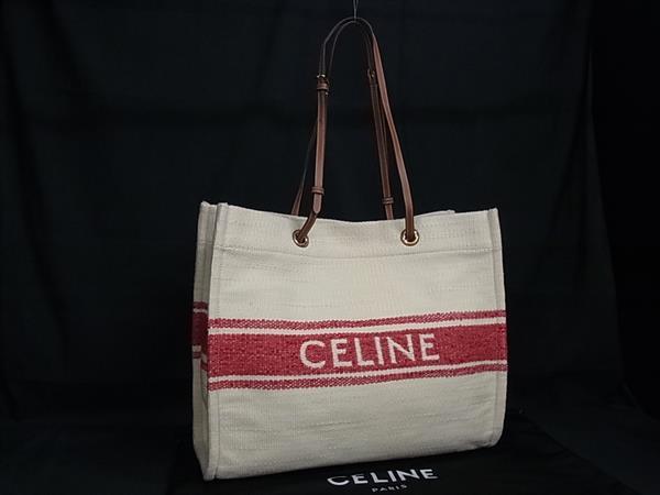 CELINE - ■極美品■ CELINE セリーヌ スクエア カバ プラン ソレイユ カーフスキン ショール トートバッグ 肩掛け アイボリー系 FV8811
