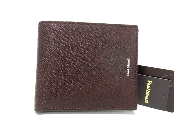 ■新品■未使用■ Paul Stuart ポールスチュアート レザー 二つ折り 財布 ウォレット 小銭入れ 札入れ メンズ ブラウン系 BS1892