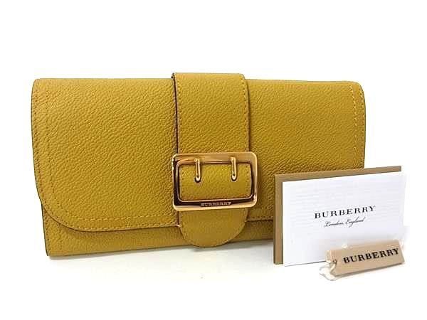■新品■未使用■ BURBERRY バーバリー レザー 二つ折り 長財布 ウォレット 札入れ 小銭入れ カード入れ メンズ イエロー系 BS2138