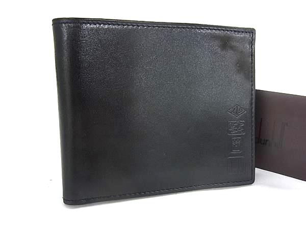 ■美品■ dunhill ダンヒル レザー 二つ折り 財布 ウォレット 札入れ カード入れ メンズ ブラック系 DL5961