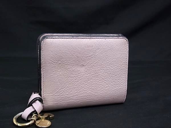Chloe クロエ アルファベット レザー 二つ折り 財布 ウォレット 札入れ 小銭入れ レディース ピンクベージュ系 DL7100