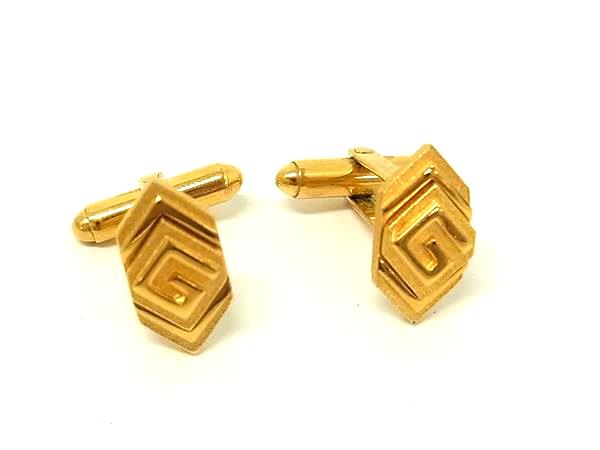 ■美品■ GIVENCHY ジバンシィ ヴィンテージ カフスボタン カフリンクス アクセサリー ビジネス 紳士 メンズ ゴールド系 DL7437