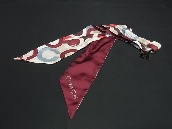 COACH コーチ オプアート シルク100% リボンスカーフ レディース マルチカラー DL8564