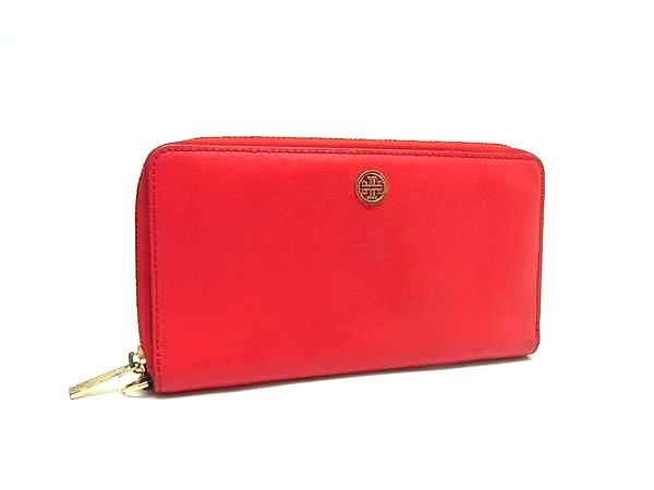 TORY BURCH トリーバーチ レザー ラウンドファスナー 長財布 ウォレット 札入れ 小銭入れ カード入れ レディース レッド系 DK9787