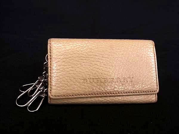 BURBERRY バーバリー レザー 4連 キーケース 鍵入れ レディース メンズ ベージュ系 DL1748