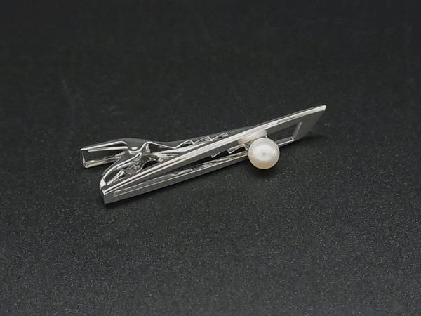 乐天商城 - ■美品■ MIKIMOTO ミキモト 本真珠 アコヤ真珠 パール約6mm SV925 ネクタイピン タイクリップ アクセサリー シルバー系 DL2102
