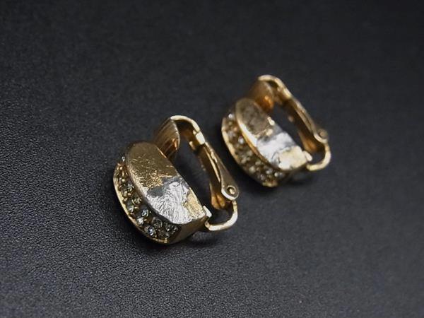 ChristianDior クリスチャンディオール ラインストーン クリップ式 イヤリング アクセサリー レディース ゴールド系 DL2142