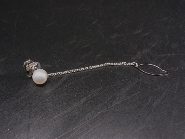 ■美品■ MIKIMOTO ミキモト 本真珠 パール約6mm タイピン ピンバッジ アクセサリー シルバー系×ホワイト系 DL2798