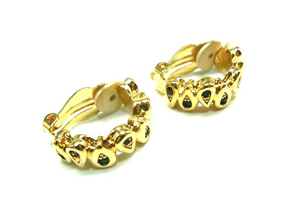 樂天商城 - ■美品■ NINA RICCI ニナリッチ ラインストーン クリップ式 イヤリング アクセサリー レディース ゴールド系×グリーン系 DL2849
