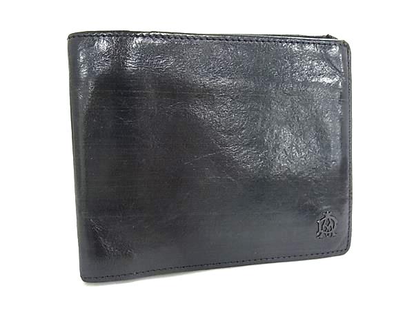 dunhill ダンヒル レザー 二つ折り 財布 ウォレット 札入れ カード入れ メンズ ブラック系 DL4035