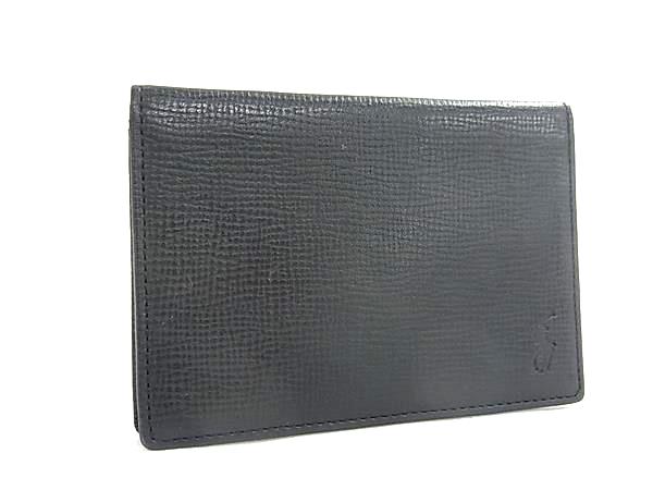 ■美品■ POLO RALPH LAUREN ポロラルフローレン レザー カードケース カード入れ パスケース 定期入れ メンズ ブラック系 DL4609