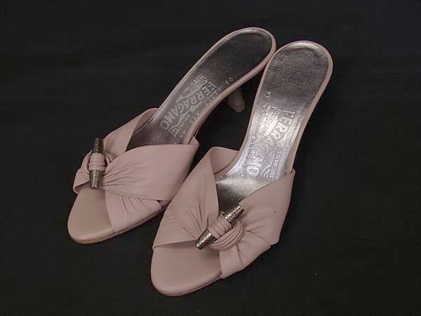 乐天商城 - ■美品■ Salvatore Ferragamo フェラガモ レザー ヒール サンダル サイズ 4 1/2(約22cm) 靴 シューズ レディースピンク系 DL4648
