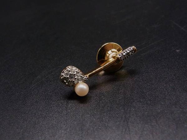 ■美品■ SWAROVSKI スワロフスキー ラインストーン パール ブローチ ピンバッジ アクセサリー ゴールド系×ホワイト系 DN8237