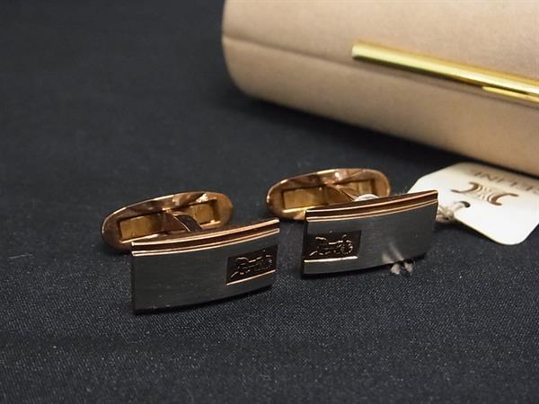 CELINE セリーヌ マカダム ヴィンテージ カフスボタン カフリンクス アクセサリー ビジネス 紳士 ゴー..