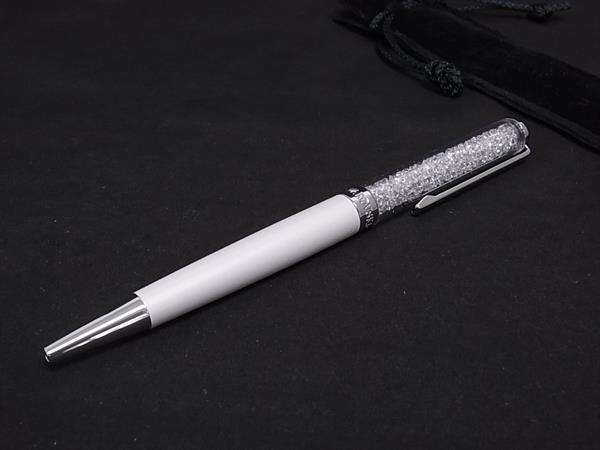 ■新品同様■ SWAROVSKI スワロフスキー Crystalline ツイスト式 ボールペン 筆記用具 文房具 ホワイト系×シルバー系 DK6909