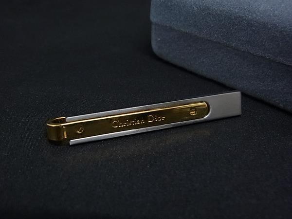 ■美品■ ChristianDior クリスチャンディオール ヴィンテージ タイクリップ ネクタイピン ビジネス シルバー系×ゴールド系 DK6911