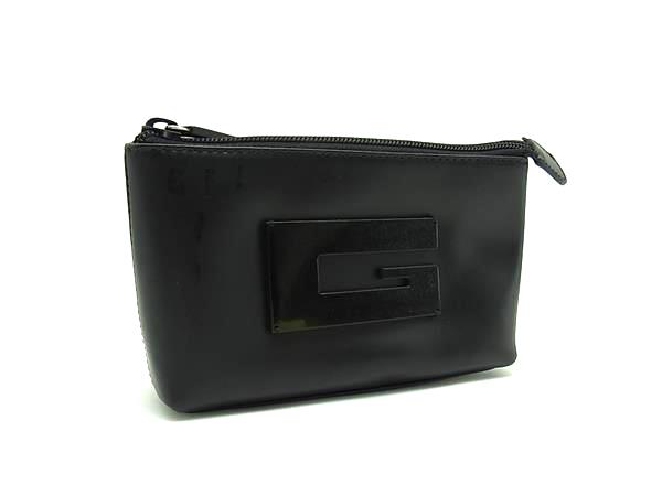 GUCCI グッチ レザー メイクポーチ マルチケース 小物入れ レディース メンズ ブラック系 DK9736
