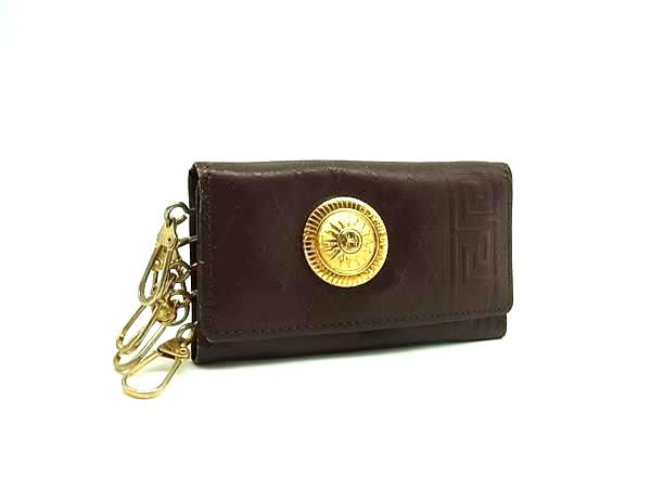 ヴェルサーチ GIANNI VERSACE ジャンニ ヴェルサーチ サンバースト レザー 6連 キーケース 鍵入れ ブラウン系 DK9755