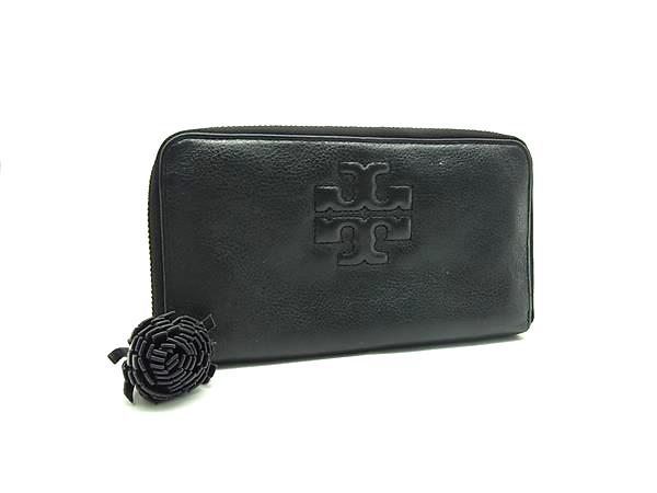 TORY BURCH トリーバーチ レザー ラウンドファスナー 長財布 ウォレット 札入れ 小銭入れ レディース ブラック系 DK9769