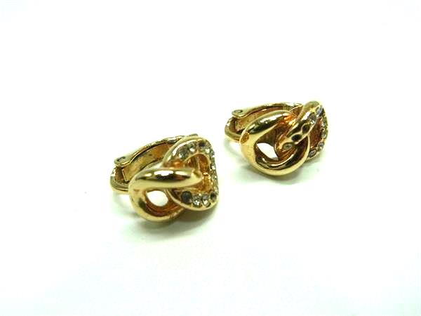 ChristianDior クリスチャンディオール クリップ式 ラインストーン イヤリング アクセサリー レディース ゴールド系 DL2883