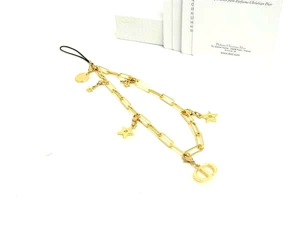 ■極美品■ ChristianDior クリスチャンディオール スター 星 ストラップ キーホルダー チャーム レディース ゴールド系 DL3484