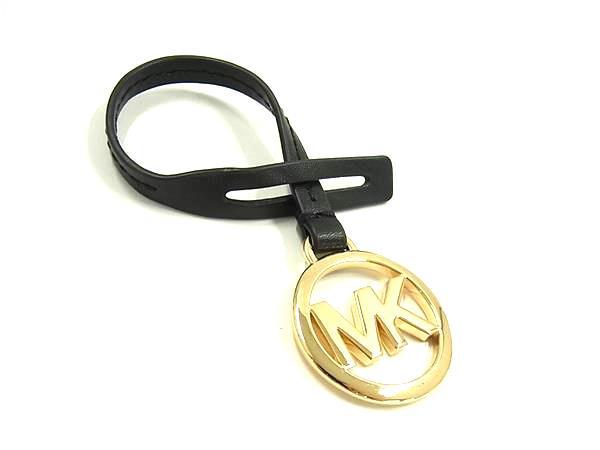 Unisex Casual Wear - ■美品■ MICHAEL KORS マイケルコース レザー バッグチャーム キーホルダー レディース ブラック系×ゴールド系 DL3485