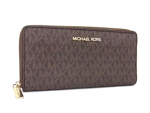 ■美品■ MICHAEL KORS マイケルコース MK柄 PVC 長財布 ウォレット レディース ブラウン系 DL6837...