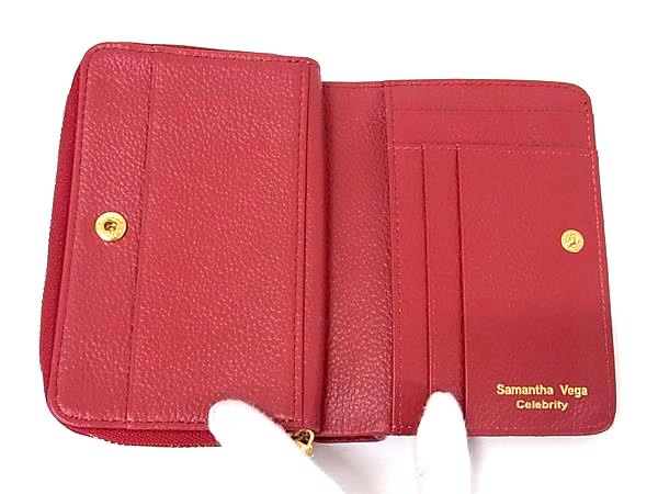■美品■ Samantha Thavasa サマンサタバサ レザー 二つ折り 財布 ウォレット 小銭入れ レディース レッド系 DL7647